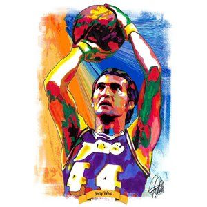 Jerry West Los Angeles Lakers Basketball Poster Print Wall Art 18x24